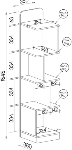 Regały Na Książki|Regały Dla Dzieci></noscript>DOLMAR Nowoczesny regał otwarty do pokoju dziecięcego 35 cm LUMINOUS biały