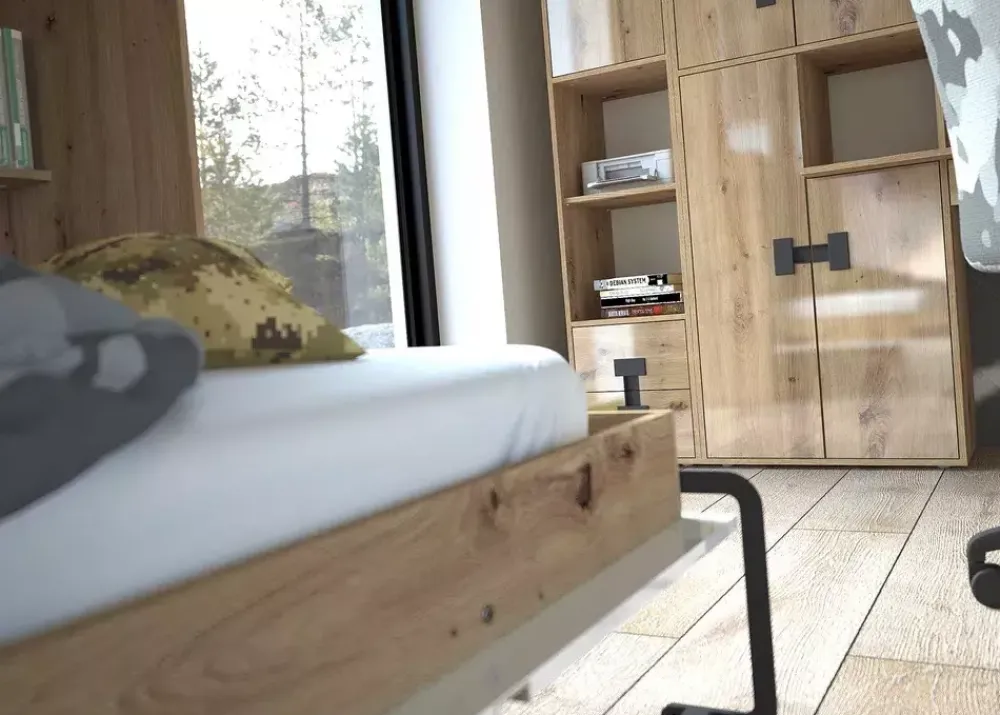 Regały Na Książki|Regały Biurowe>DOMEL Nowoczesny regał w kolorze Dąb Artisan INDEX