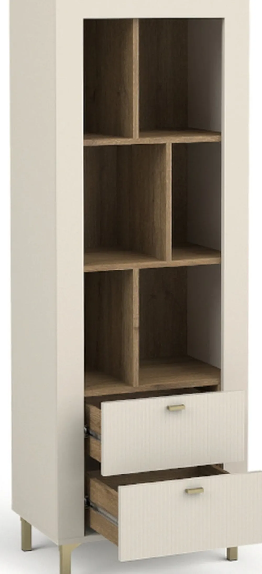 Regały Na Książki|Zestawy Mebli Do Sypialni>DOLMAR Nowoczesny regał z szufladami do salonu 60 cm MISTY cashmere kaszmir