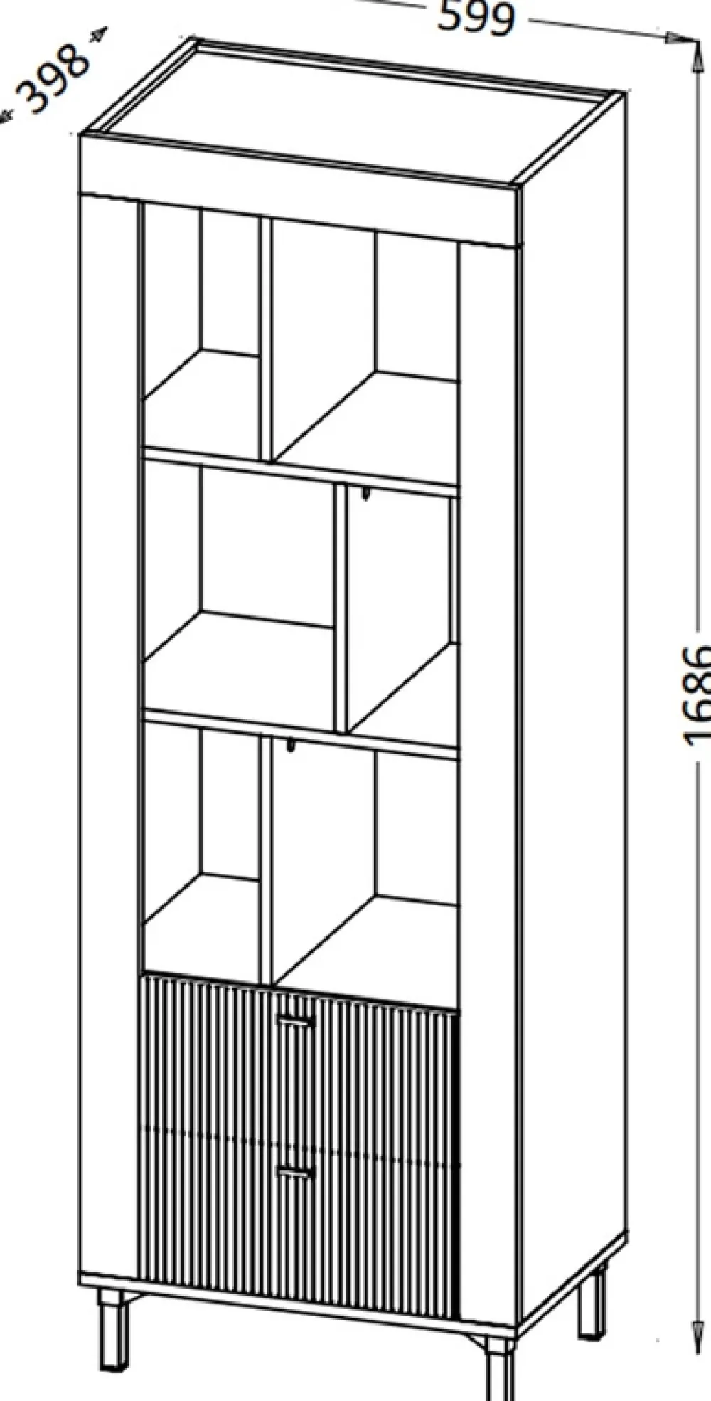Regały Na Książki|Zestawy Mebli Do Sypialni>DOLMAR Nowoczesny regał z szufladami do salonu 60 cm MISTY cashmere kaszmir
