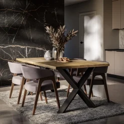 Krzesła|Stoły>Lempert Nowoczesny stół do jadalni 180x100 cm falowany dąb olejowany MERLIVO