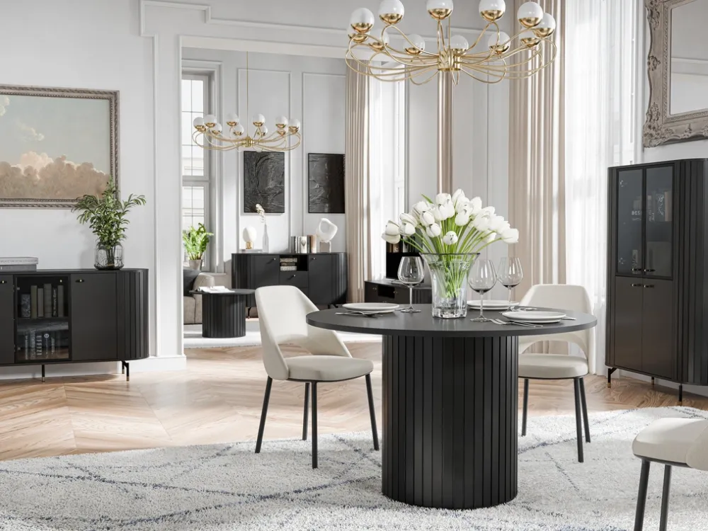 Ławy I Stoliki>DOLMAR Nowoczesny stolik kawowy do salonu z zaokrąglonymi bokami ZELDA czarny