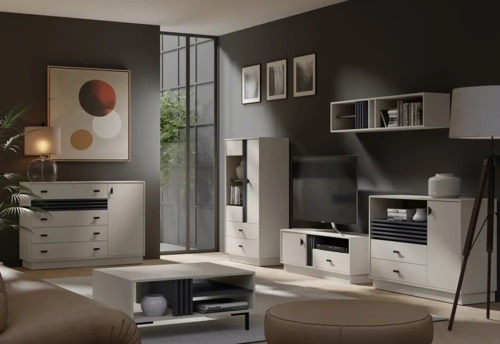 Meble Młodzieżowe|Zestawy Mebli Do Salonu>MEBLAR Nowoczesny stolik kawowy 70 cm z lamelami do salonu AGRA