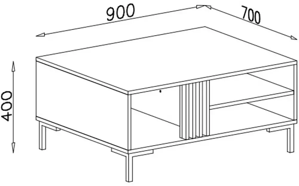 Meble Młodzieżowe|Zestawy Mebli Do Salonu>MEBLAR Nowoczesny stolik kawowy 70 cm z lamelami do salonu AGRA