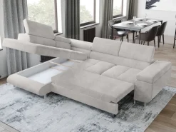 Narożniki>BROMARKT Nowoczesny szary narożnik z funkcją spania ANTON