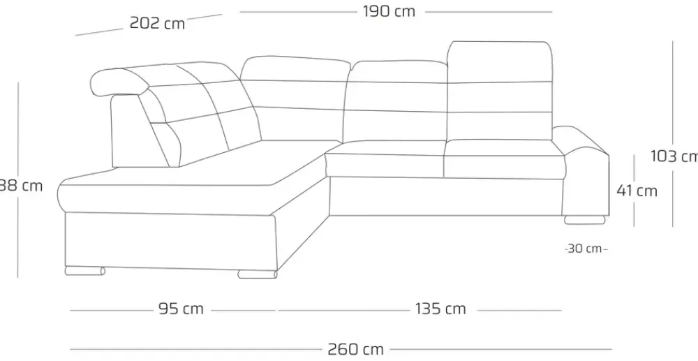 Narożniki>NEXT COLLECTION Nowoczesny szary narożnik z funkcją spania i regulowanymi zagłówkami COLD