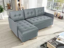 Meble Dla Dzieci|Narożniki></noscript>IZABELLA MEBLE Nowoczesny welurowy narożnik z funkcją spania do salonu FADO