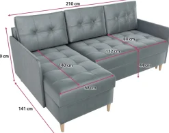 Meble Dla Dzieci|Narożniki></noscript>IZABELLA MEBLE Nowoczesny welurowy narożnik z funkcją spania do salonu FADO