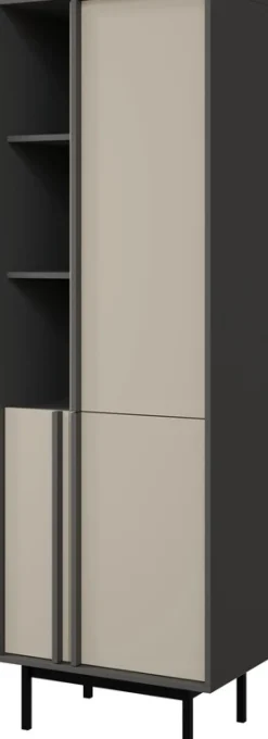 Regały Na Książki|Zestawy Mebli Do Salonu>JUREK Nowoczesny wysoki regał do salonu 63 cm z półkami i szafkami ALSY