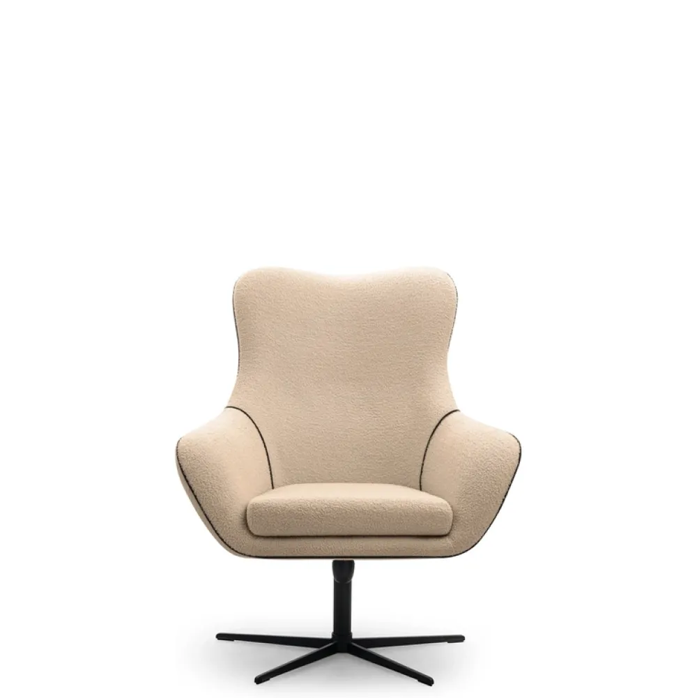 Fotele>LASKI Obrotowy fotel boucle ELSA beżowy