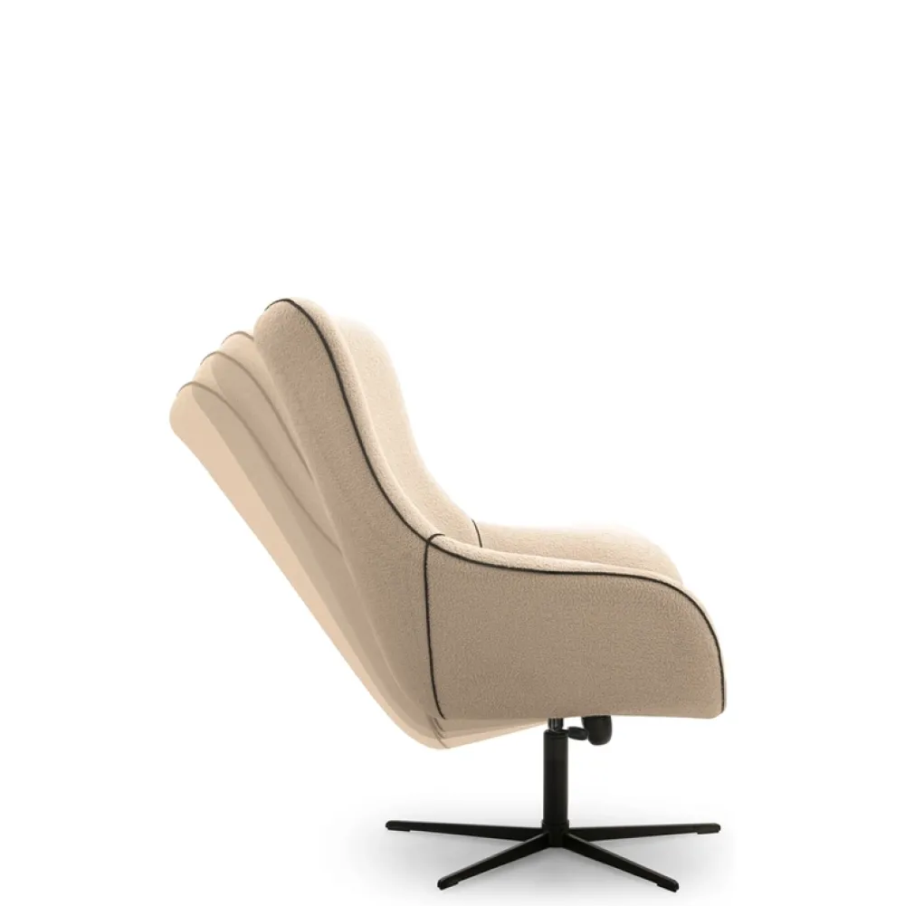 Fotele>LASKI Obrotowy fotel boucle ELSA beżowy