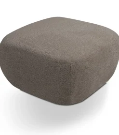 Pufy>LASKI Okrągła pufa do siedzenia brązowa OMERO tkanina baranek