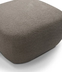 Pufy>LASKI Okrągła pufa do siedzenia brązowa OMERO tkanina baranek