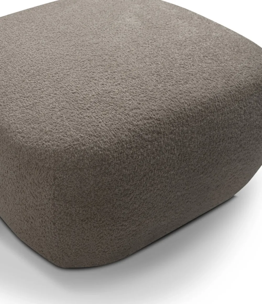 Pufy>LASKI Okrągła pufa do siedzenia brązowa OMERO tkanina baranek