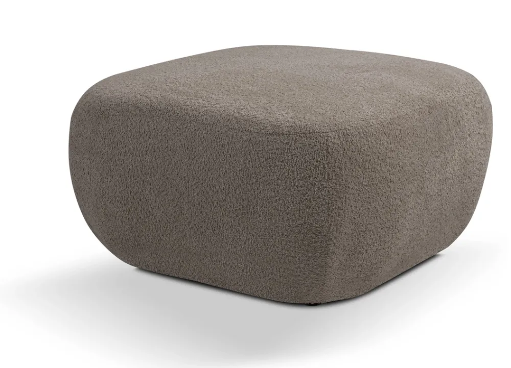 Pufy>LASKI Okrągła pufa do siedzenia brązowa OMERO tkanina baranek