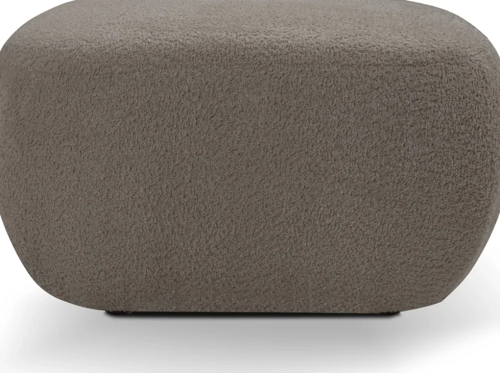 Pufy>LASKI Okrągła pufa do siedzenia brązowa OMERO tkanina baranek