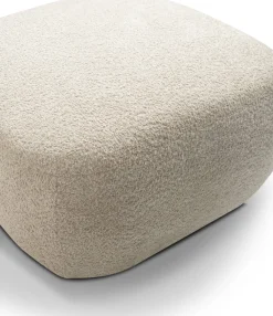 Pufy>LASKI Okrągła pufa do siedzenia beżowa OMERO tkanina baranek