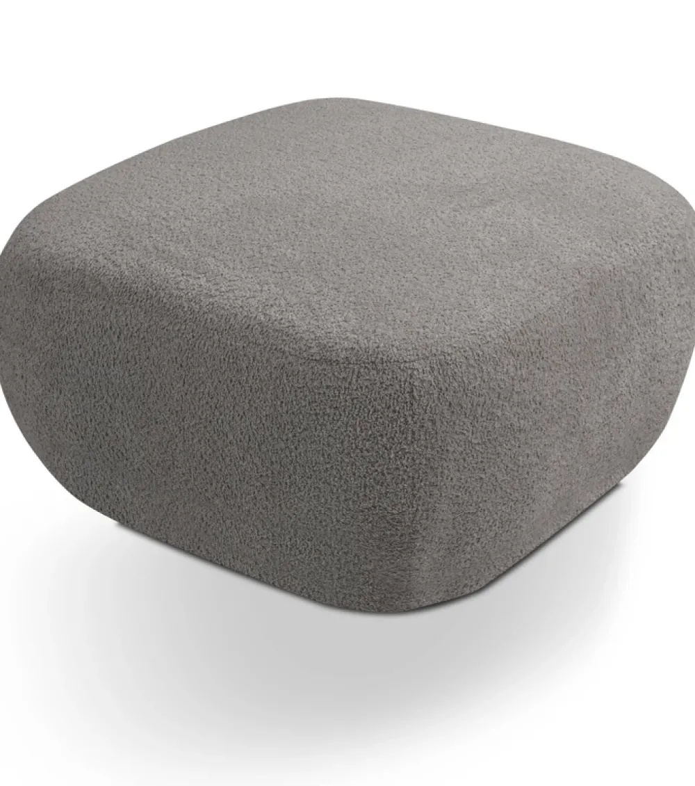 Pufy>LASKI Okrągła pufa do siedzenia grafitowa OMERO tkanina baranek