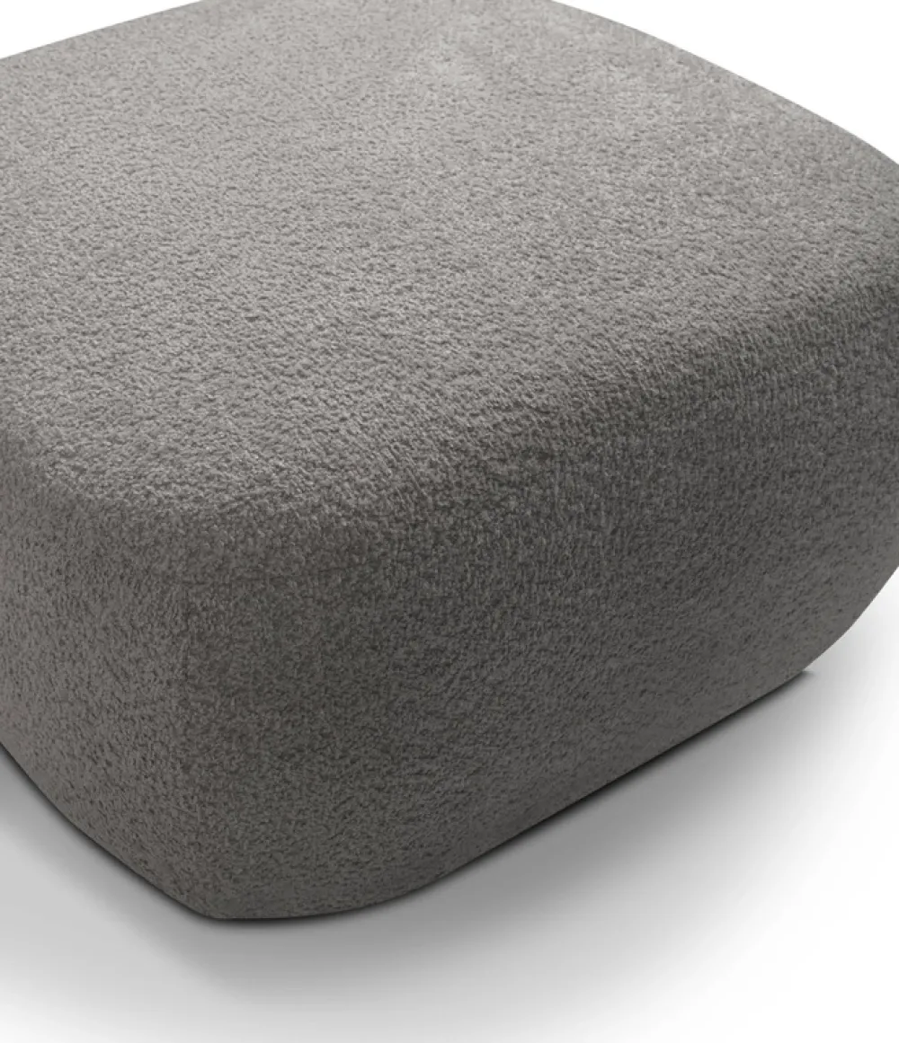 Pufy>LASKI Okrągła pufa do siedzenia grafitowa OMERO tkanina baranek