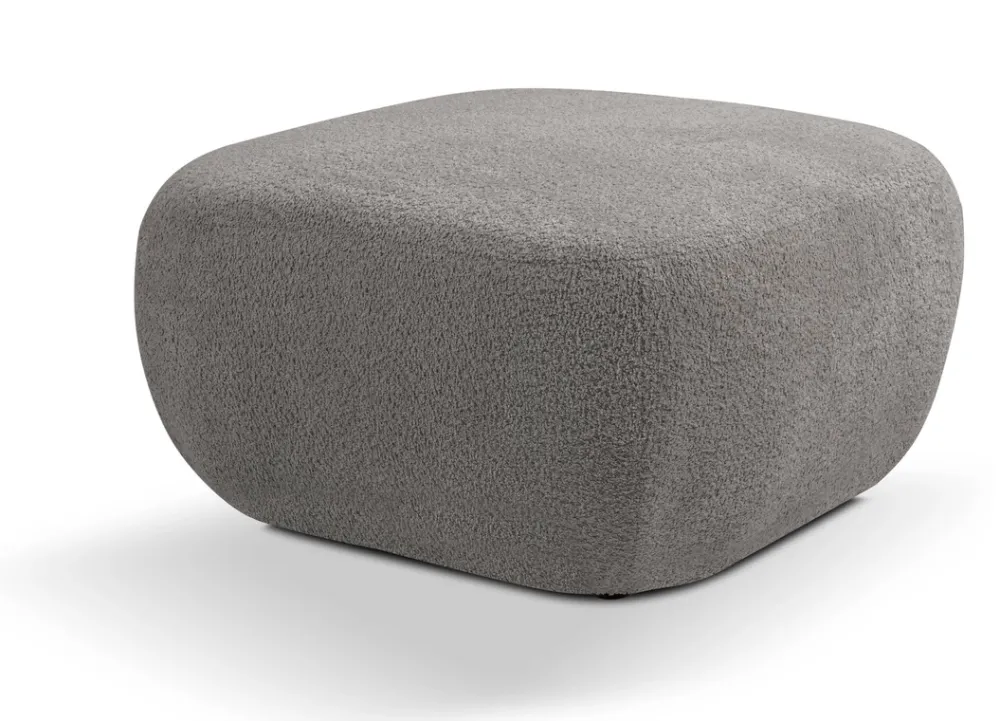 Pufy>LASKI Okrągła pufa do siedzenia grafitowa OMERO tkanina baranek