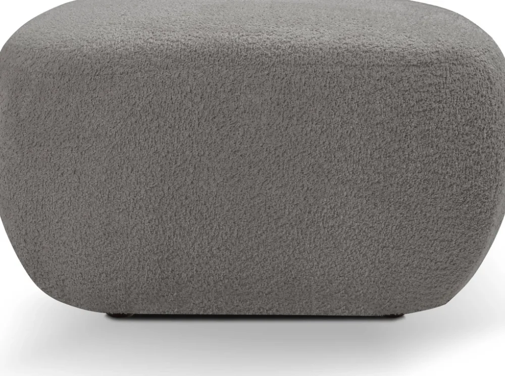 Pufy>LASKI Okrągła pufa do siedzenia grafitowa OMERO tkanina baranek