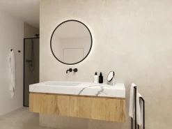 Lustra>FURNIKA Okrągło lustro 60 cm wiszące w czarnej ramie podświetlane SOLARO