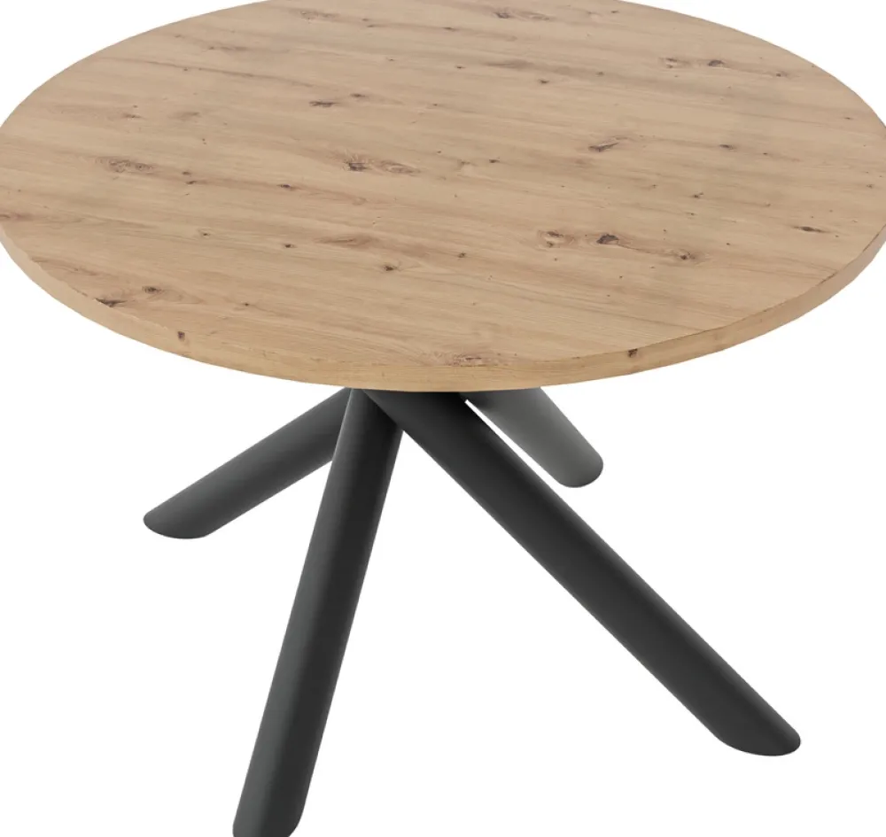 Krzesła|Stoły>Lempert Okrągły loftowy stół do jadalni 110 cm OPALIO dąb artisan