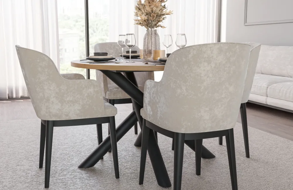 Krzesła|Stoły>Lempert Okrągły loftowy stół do jadalni 110 cm OPALIO dąb artisan