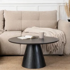 Ławy I Stoliki>MEBEL ELITE Okrągły stolik kawowy 80 cm do salonu czarny CALDERO MAX