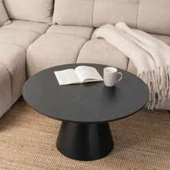 Ławy I Stoliki>MEBEL ELITE Okrągły stolik kawowy 80 cm do salonu czarny CALDERO MAX