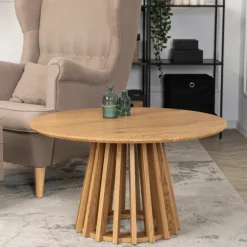 Ławy I Stoliki>MEBEL ELITE Okrągły stolik kawowy do salonu 80 cm dąb naturalny HARTON MAX