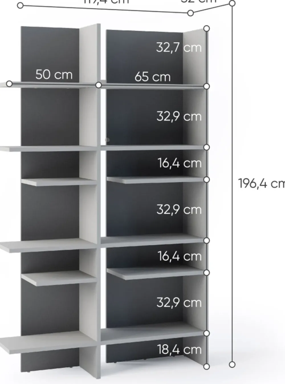 Regały Na Książki>lenart. Otwarty regał do salonu nowoczesny z półkami 120 cm wysoki FITT