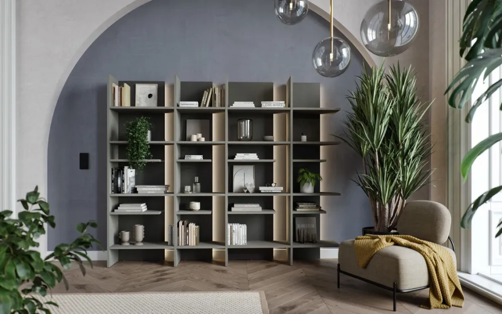 Regały Na Książki>lenart. Otwarty regał do salonu nowoczesny z półkami 120 cm wysoki FITT