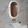 Lustra>FURNIKA Owalne lustro podświetlane 50x100 cm SOLARO do łazienki LED