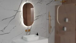 Lustra>FURNIKA Owalne lustro podświetlane 50x100 cm SOLARO do łazienki LED