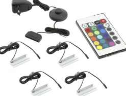 Oświetlenie Mebli|Oświetlenie Mebli>FURNIKA Oświetlenie półek szklanych LED 4 klipsy RGB 230v