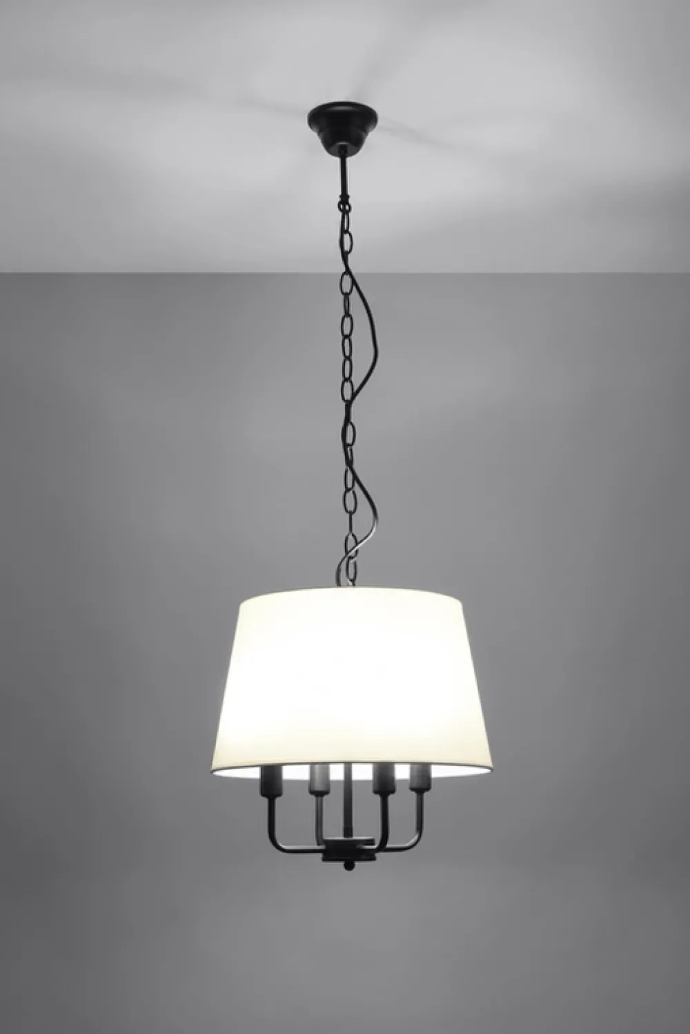 Oświetlenie Przedpokoju|Oświetlenie Jadalni>Candellux Lighting Pasteri lampa wisząca czarny matowy 4x40w e14 abażur beżowy