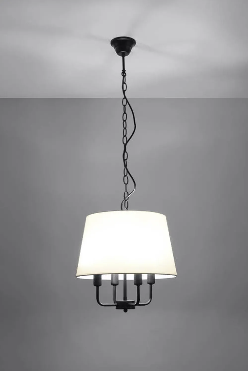 Oświetlenie Przedpokoju|Oświetlenie Jadalni>Candellux Lighting Pasteri lampa wisząca czarny matowy 4x40w e14 abażur beżowy