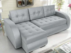 Meble Dla Dzieci|Narożniki></noscript>IZABELLA MEBLE Pikowana szara rogówka z funkcją spania do salonu BERGEN