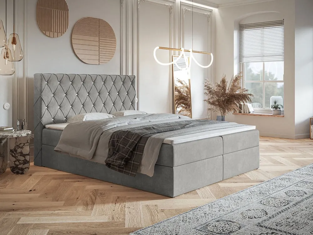 Łóżka Młodzieżowe|Łóżka Ze Stelażem>Riban Pikowane łóżko kontynentalne 120x200 cm z pojemnikiem BILD