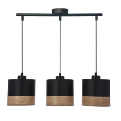 Oświetlenie Przedpokoju|Oświetlenie Jadalni></noscript>Candellux Lighting Pino lampa wisząca czarny 3x60w e27 abażur czarny+brązowy