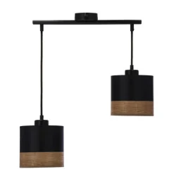 Oświetlenie Przedpokoju|Oświetlenie Jadalni>Candellux Lighting Pino lampa wisząca czarny 2x60w e27 abażur czarny+brązowy