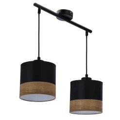Oświetlenie Przedpokoju|Oświetlenie Jadalni></noscript>Candellux Lighting Pino lampa wisząca czarny 2x60w e27 abażur czarny+brązowy