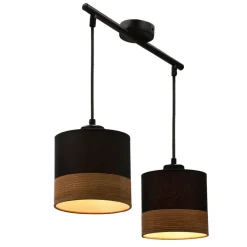 Oświetlenie Przedpokoju|Oświetlenie Jadalni></noscript>Candellux Lighting Pino lampa wisząca czarny 2x60w e27 abażur czarny+brązowy