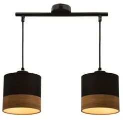 Oświetlenie Przedpokoju|Oświetlenie Jadalni></noscript>Candellux Lighting Pino lampa wisząca czarny 2x60w e27 abażur czarny+brązowy