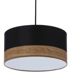 Oświetlenie Przedpokoju|Oświetlenie Jadalni></noscript>Candellux Lighting Pino lampa wisząca czarny 1x60w e27 abażur czarny+fornir