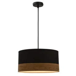 Oświetlenie Przedpokoju|Oświetlenie Jadalni></noscript>Candellux Lighting Pino lampa wisząca czarny 1x60w e27 abażur czarny+fornir