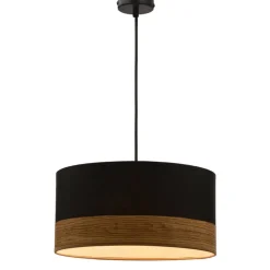 Oświetlenie Przedpokoju|Oświetlenie Jadalni></noscript>Candellux Lighting Pino lampa wisząca czarny 1x60w e27 abażur czarny+fornir