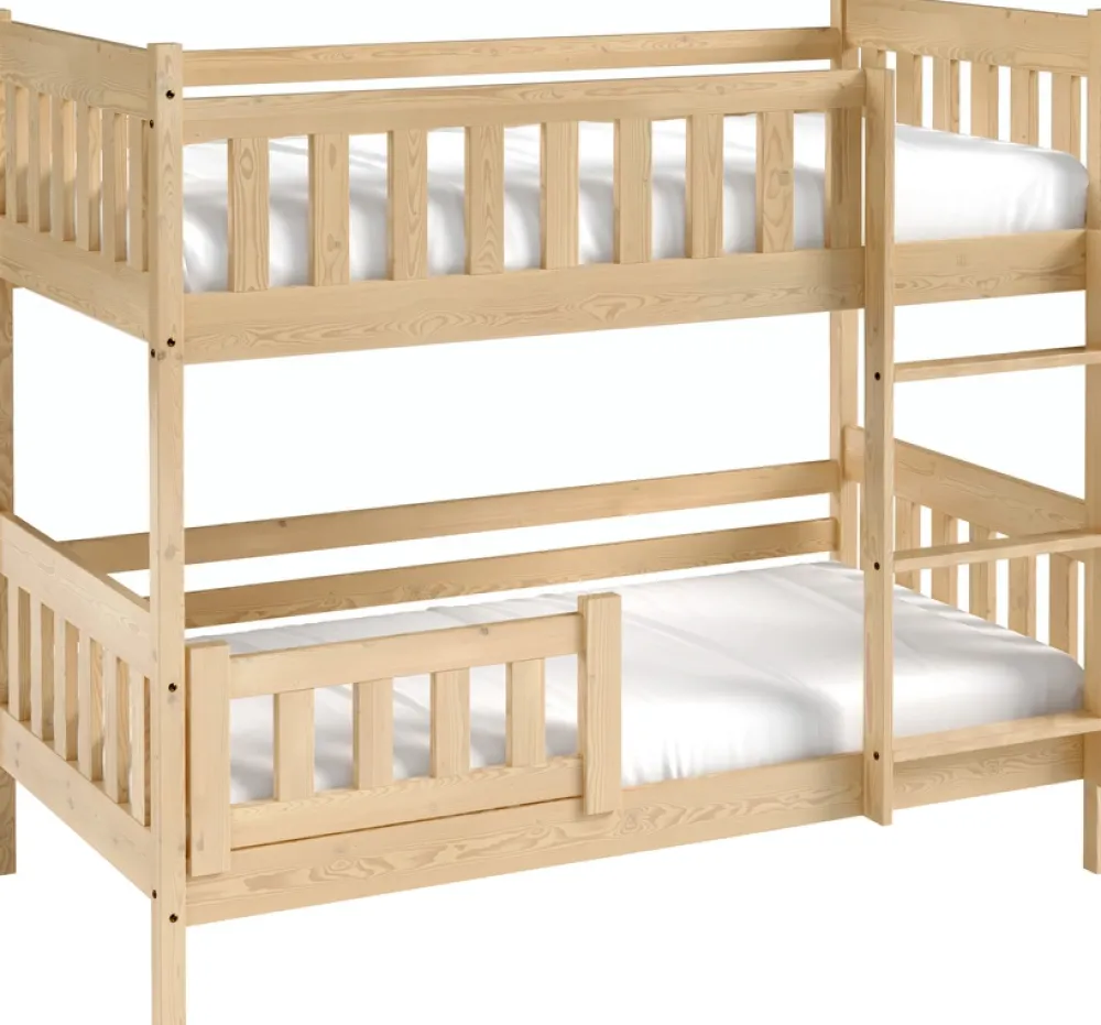 Meble Dla Dzieci|Meble Młodzieżowe>Meblomal Piętrowe łóżko z barierką do pokoju dziecięcego 80x160 cm LUMISLE sosna naturalna