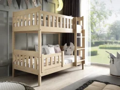 Meble Dla Dzieci|Meble Młodzieżowe>Meblomal Piętrowe łóżko z barierką do pokoju dziecięcego 80x160 cm LUMISLE sosna naturalna